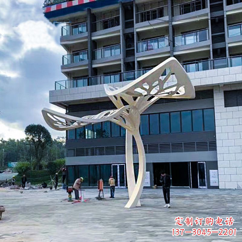 常州大型广场不锈钢抽象树叶雕塑