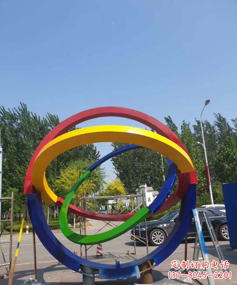 常州大型不锈钢广场圆环景观雕塑