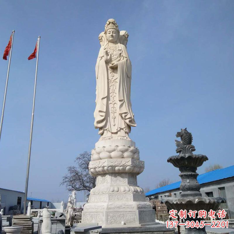 常州中领雕塑汉白玉三面观音石雕