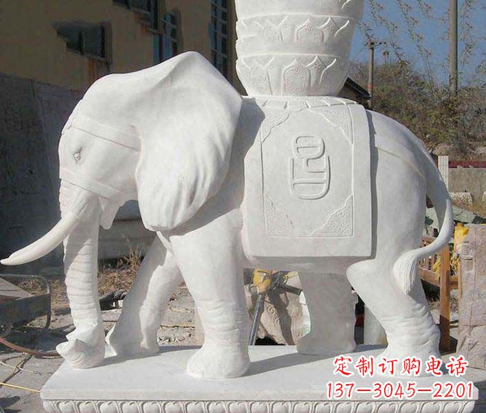 常州大型汉白玉招财大象石雕