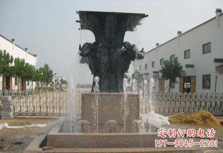常州大型四羊方尊喷泉铜雕