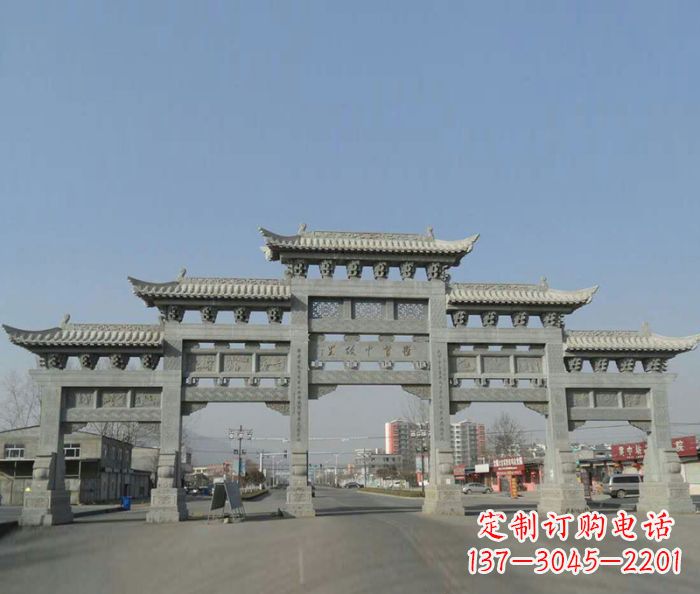 常州大型五门石雕牌坊 (2)