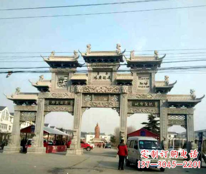 常州大型五门石雕牌坊 (3)