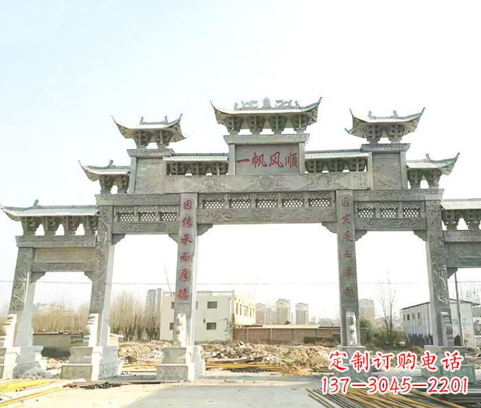常州大型五门石雕牌楼 (3)
