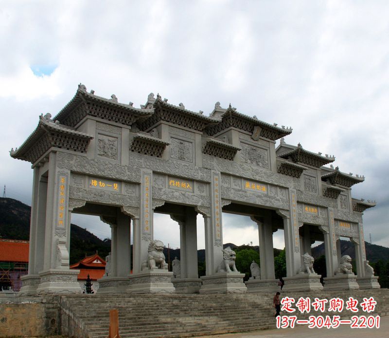 常州大型五门石雕牌楼雕塑