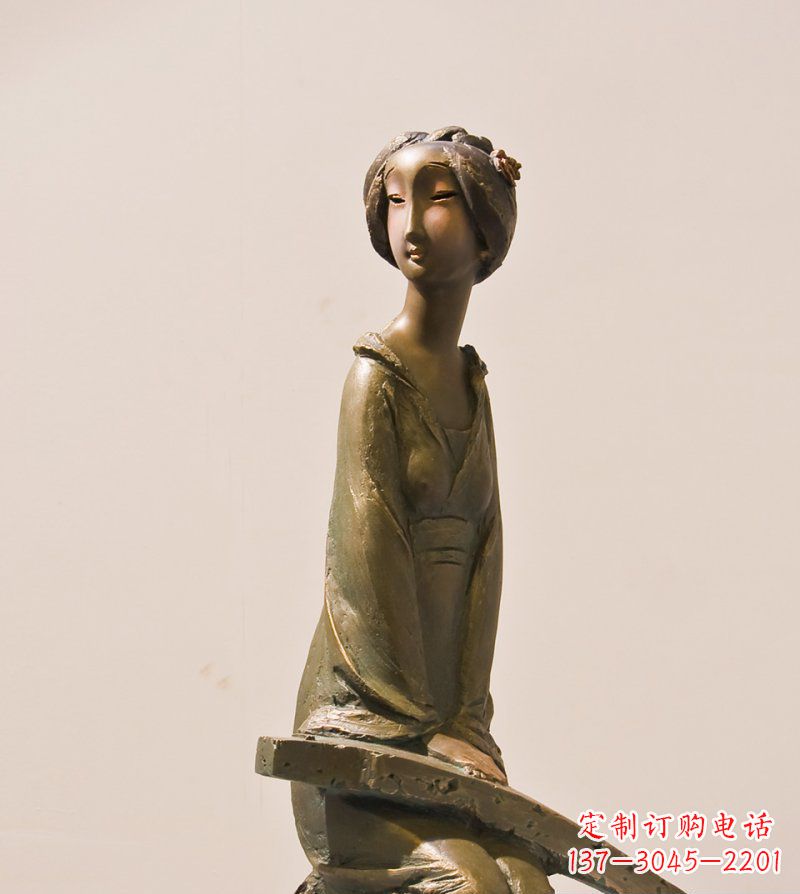 常州古筝女人铜雕古代人物雕塑