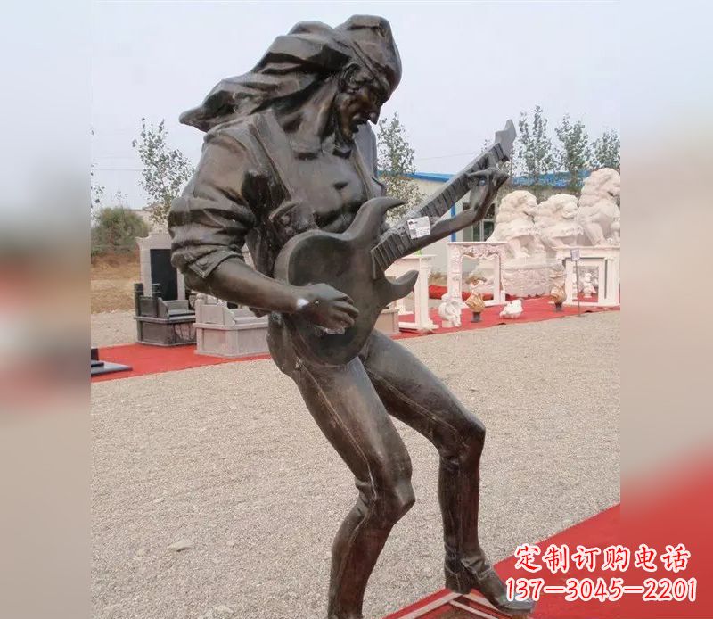 常州弹吉他广场小品人物铜雕