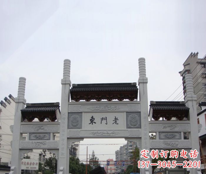 常州精美三门石牌坊雕塑