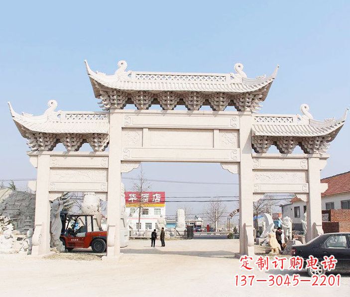 常州道路三门石牌坊石雕 (2)