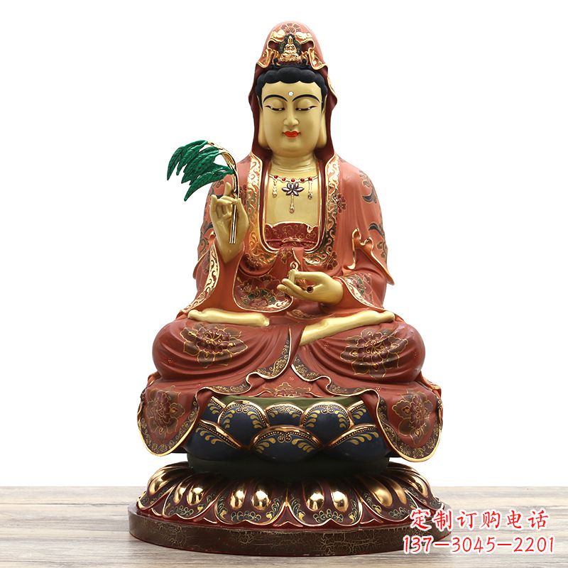 常州滴水观音彩绘铜雕雕塑摆件