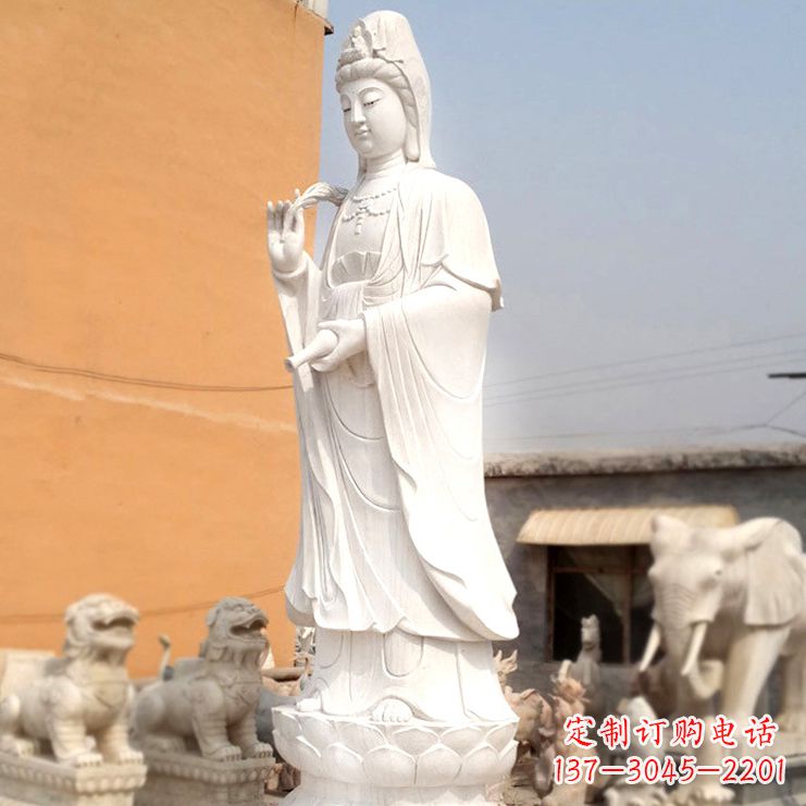 常州滴水观音汉白玉石雕佛像