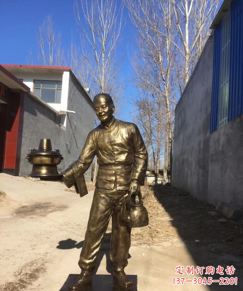 常州店小二铜雕火锅人物定制