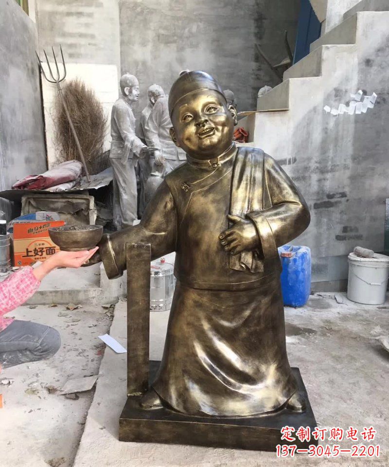 常州店小二铜雕——精美精致的人物雕塑