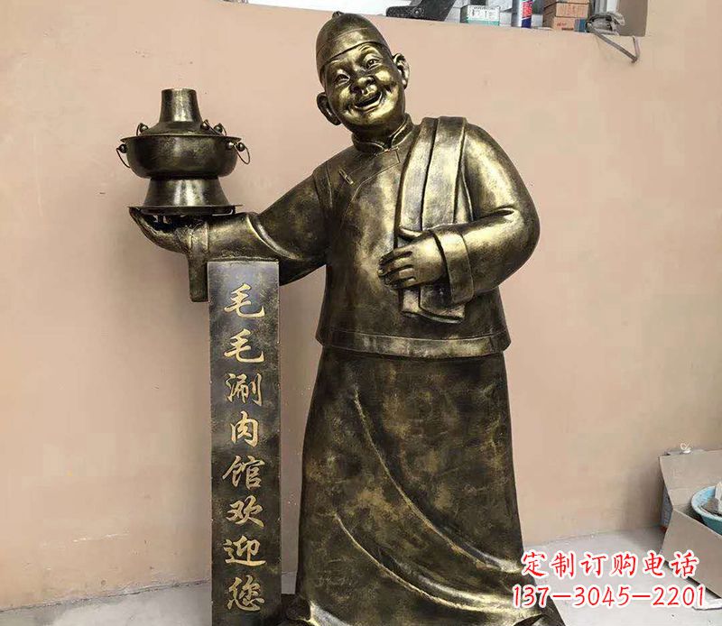 常州店小二铜雕——精致细腻的艺术之美