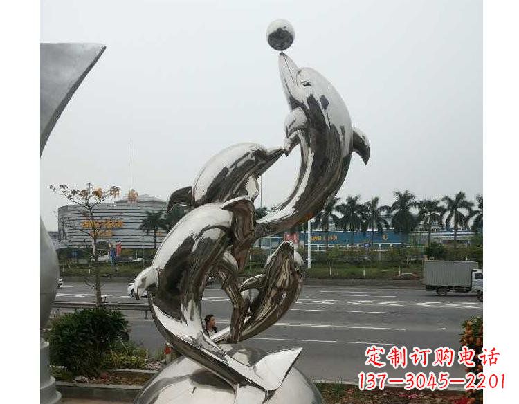 常州海豚精美不锈钢雕塑