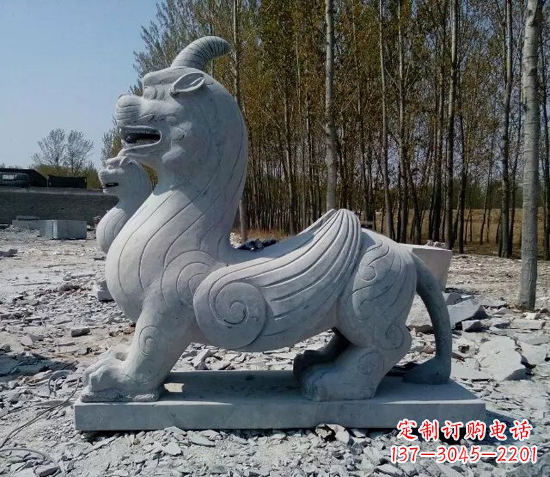 常州独角兽雕塑,神兽石雕带你穿越回古老神话中