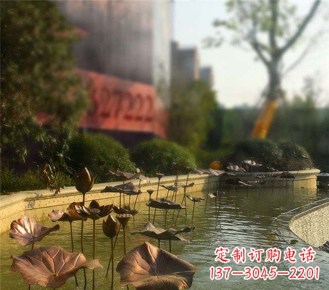 常州荷叶风情传承——锻铜荷花荷叶小区景观雕塑