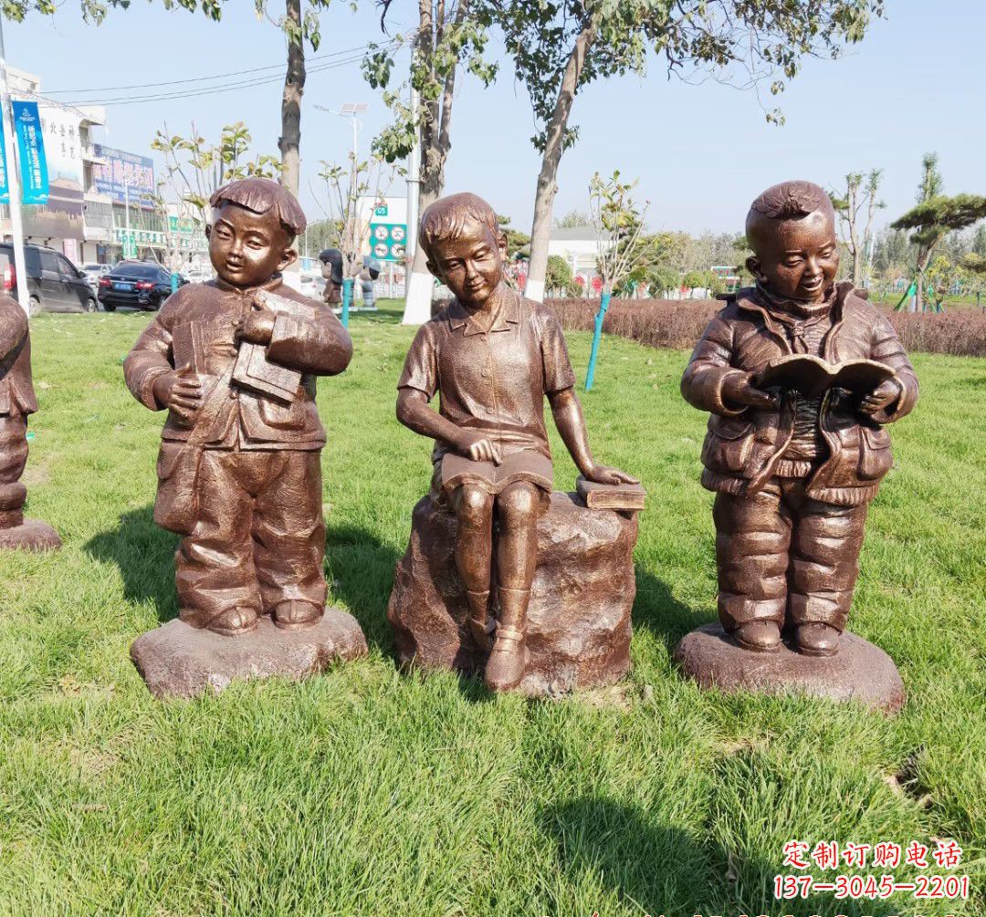 常州优质铜雕 儿童看书人物