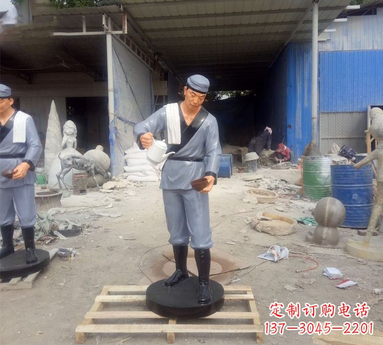 常州铝合金仿真店小二雕塑