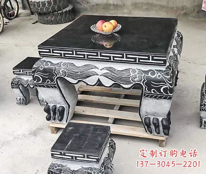 常州方形仿古石桌凳 (2)