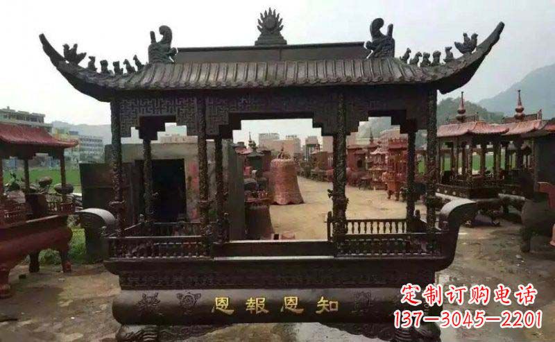 常州精美方形寺庙铜香炉雕塑