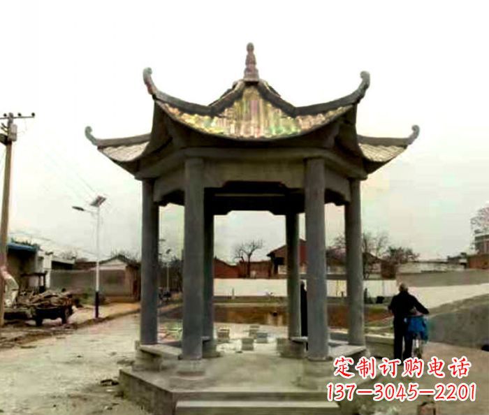 常州仿古六角凉亭石雕 (3)