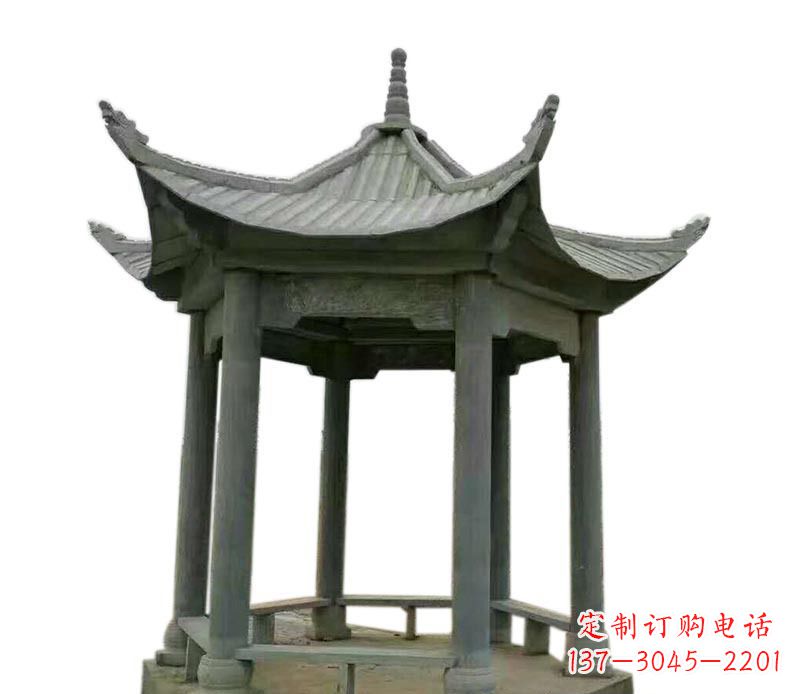 常州仿古六角凉亭石雕 (2)