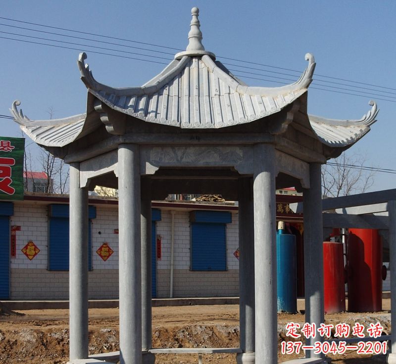 常州仿古六角凉亭石雕 (6)