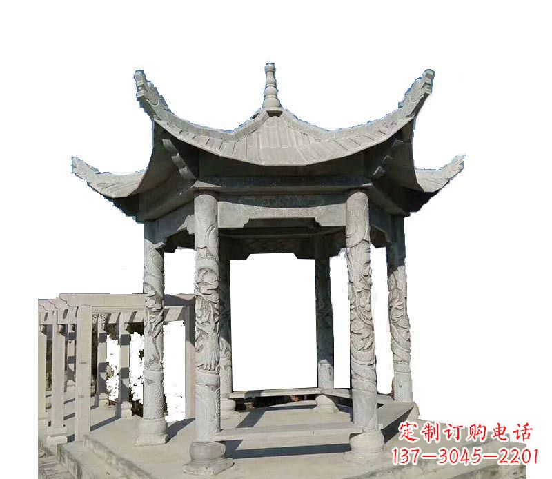 常州仿古六角凉亭石雕 (10)