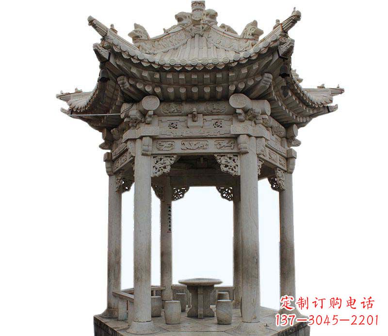 常州仿古六角凉亭石雕
