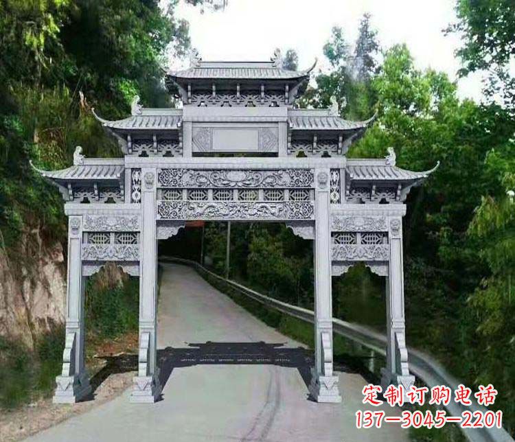 常州仿古三门牌坊石雕