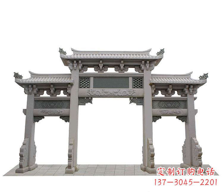 常州精美仿古三门牌坊石雕