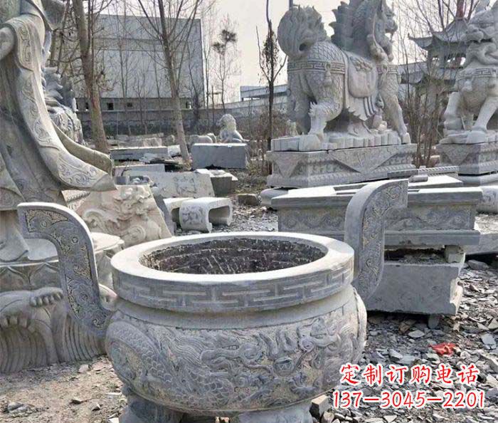 常州仿古三足香炉石雕_1