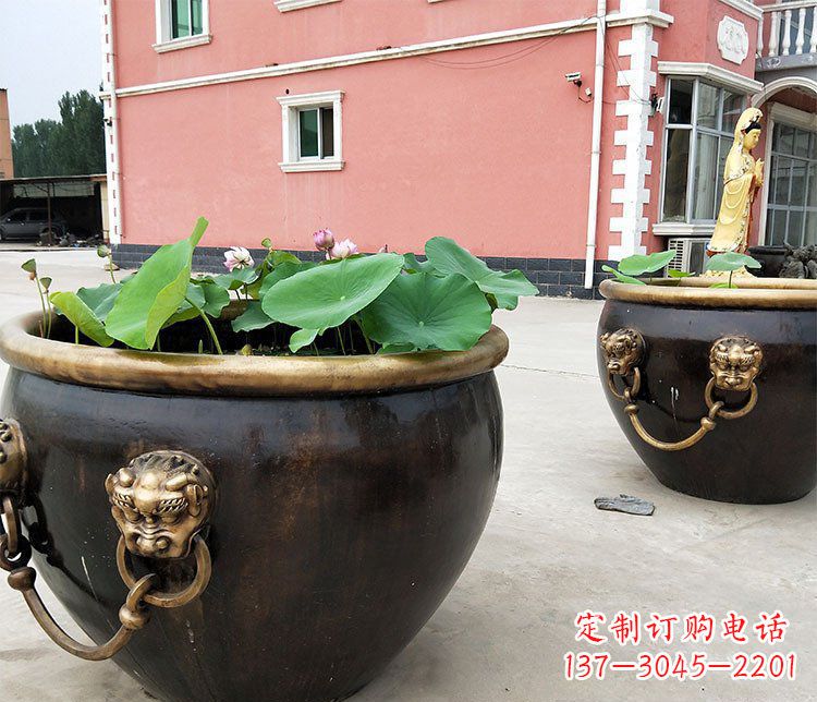 常州精美铜雕狮子头水缸