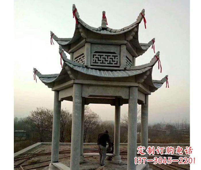 常州仿古双层石雕凉亭