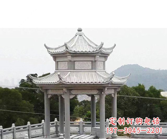 常州仿古双层石雕凉亭