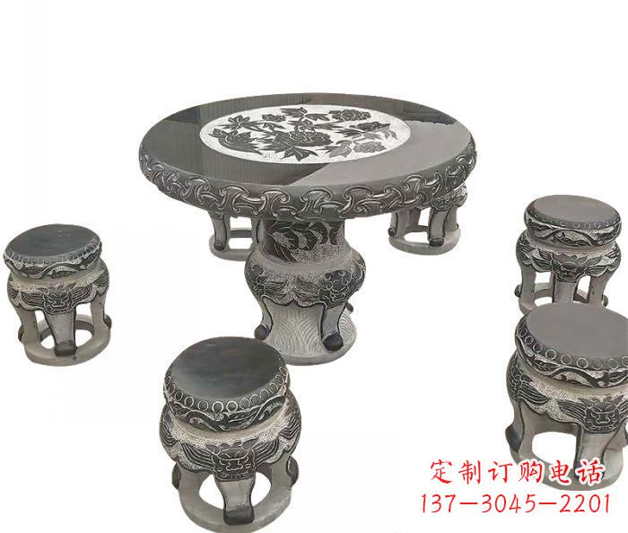 常州仿古圆形石桌凳雕塑
