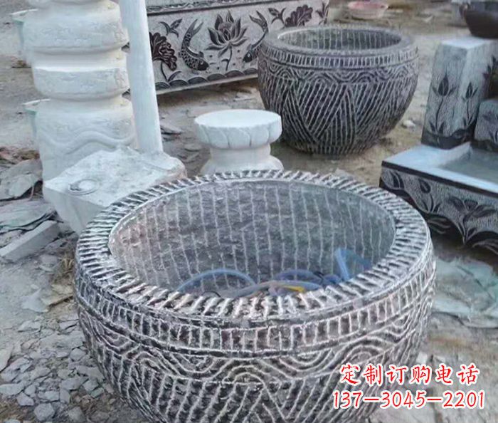 常州精美仿古石雕水缸