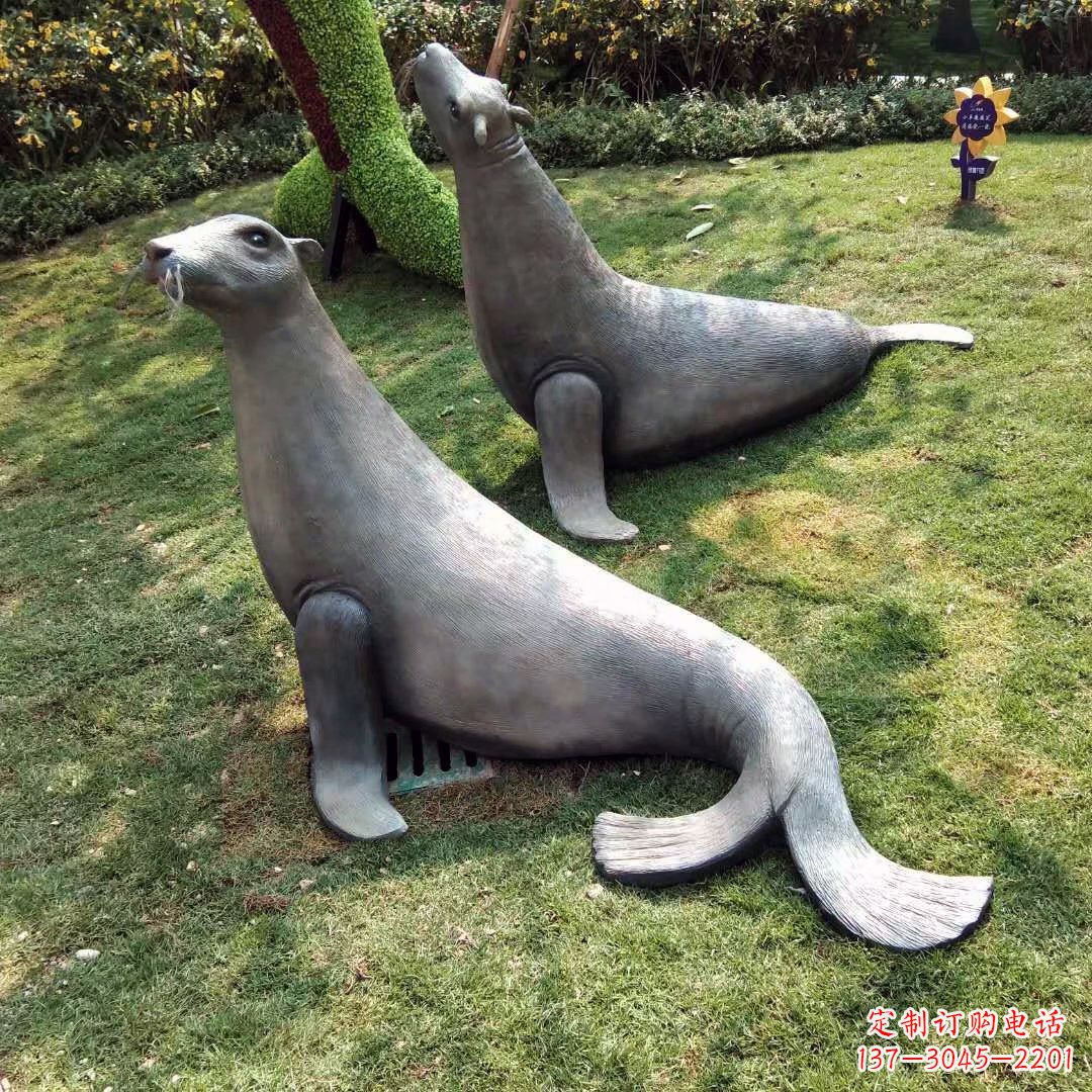 常州精美玻璃钢海豹雕塑