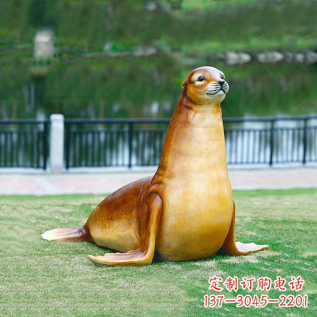 常州仿真海豹玻璃钢海洋动物雕塑-园林水景动物摆件