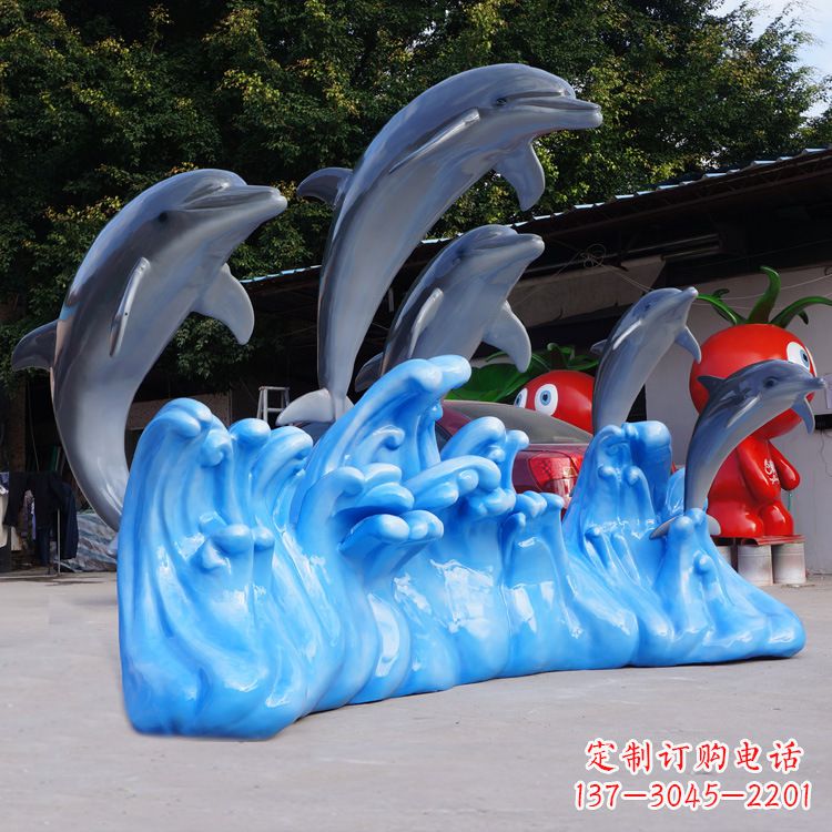 常州艺术精美的海豚玻璃钢雕塑