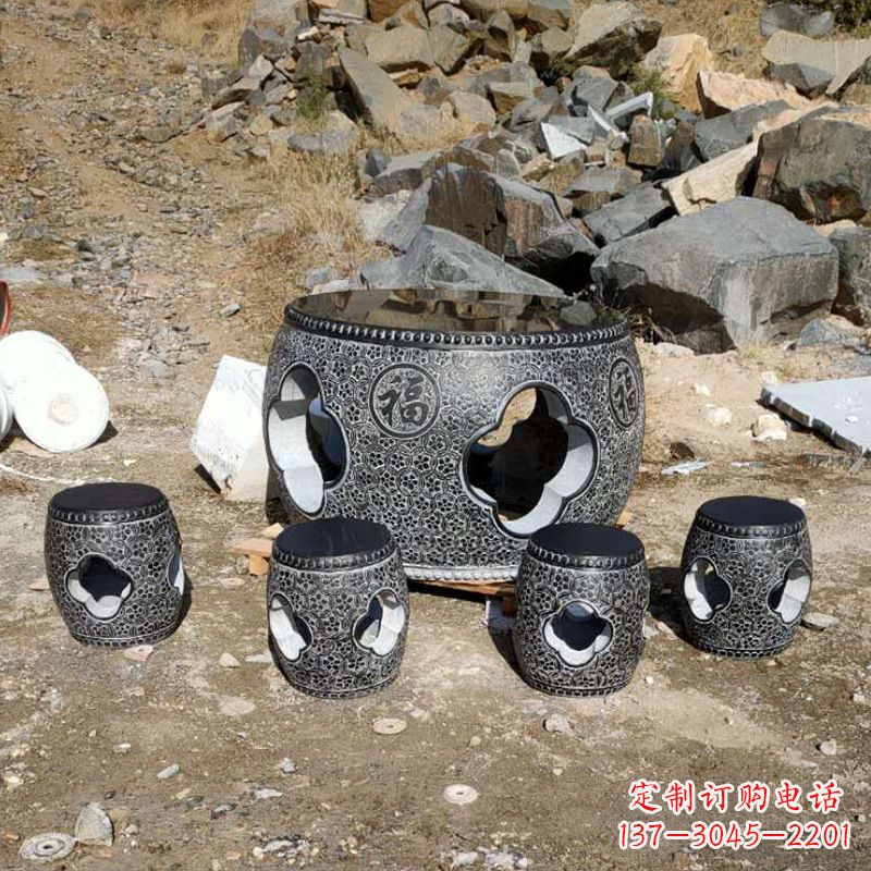 常州福字青石桌凳雕塑