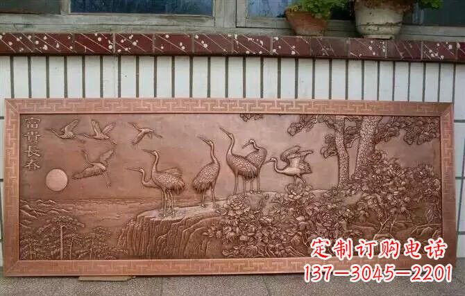 常州富贵仙鹤浮雕锻铜雕塑