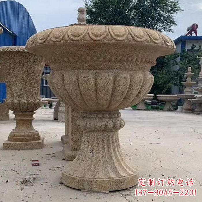 常州优雅高墩欧式石雕花盆
