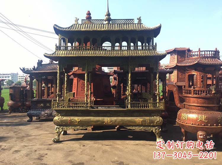 常州高浮雕螭龙纹铜香炉