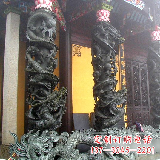 常州高浮雕龙柱铜雕塑