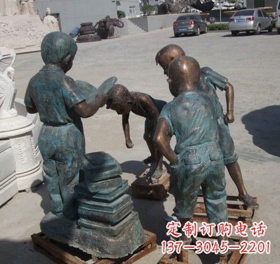 常州童话般的梦幻小孩铜雕塑