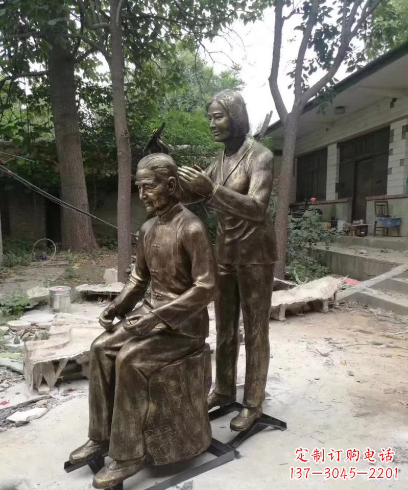 常州产品名称纪念母亲的梳头人物铜雕