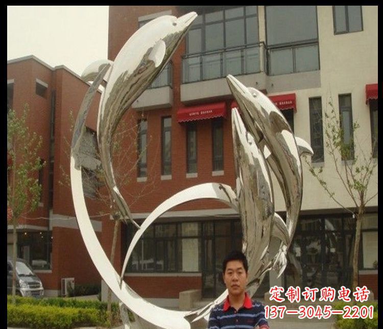 常州精细不锈钢海豚雕塑