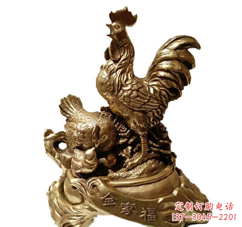 常州匠心工艺 公鸡全家福铜雕塑